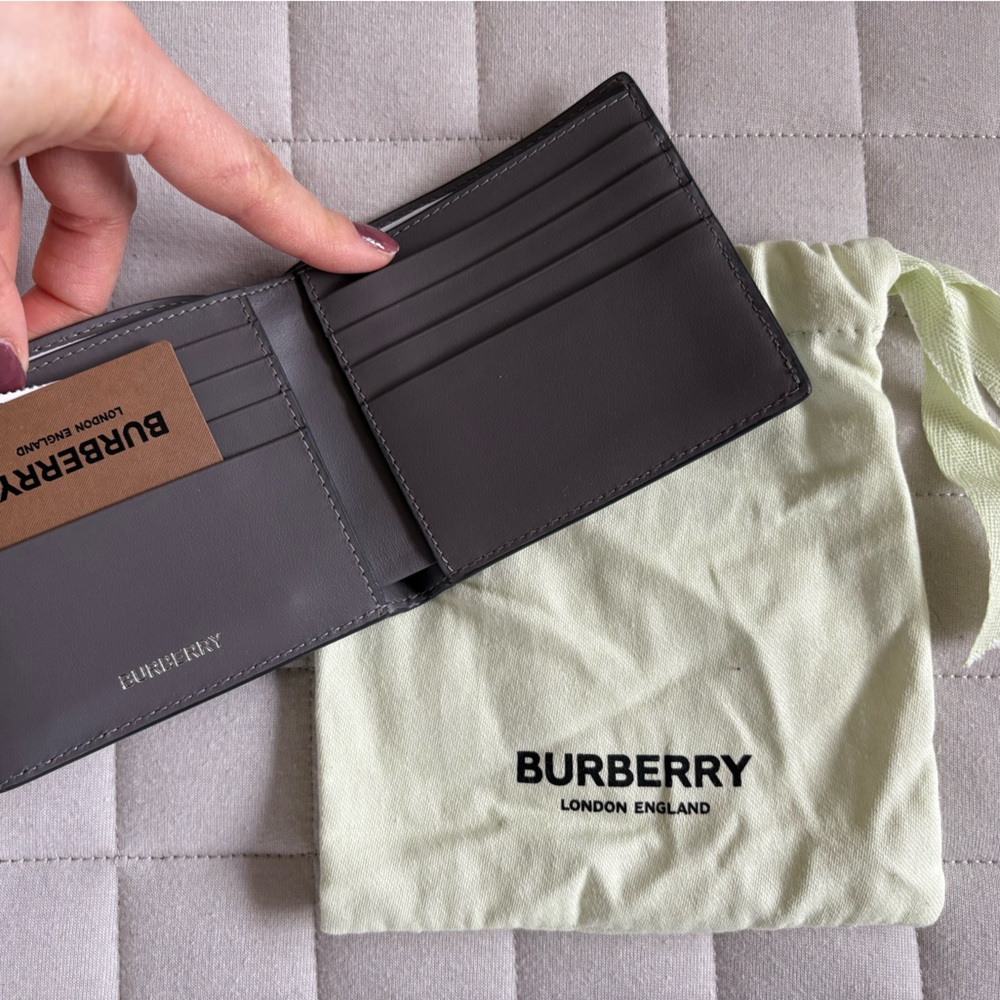 Burberry Gray Leather Bifold Wallet - Picture 2 of 3